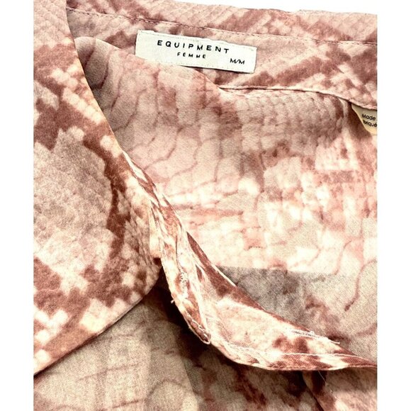 Equipment Femme Sheer Snake Print Silk Blouse Mauve Pale Pink Long Sleeve Size M - Picture 7 of 9